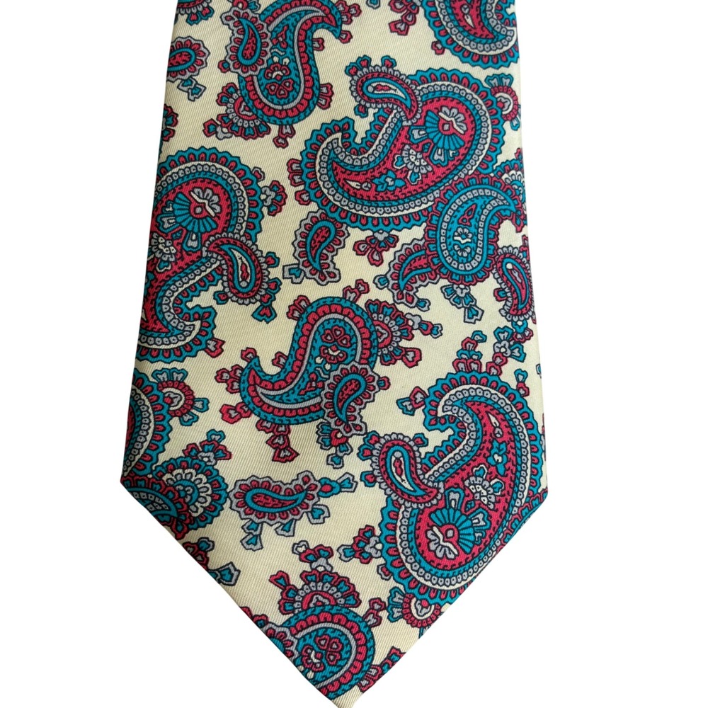 Stafford Mens Silk Tie Paisley Teal Magenta Cream RN22356 Necktie
